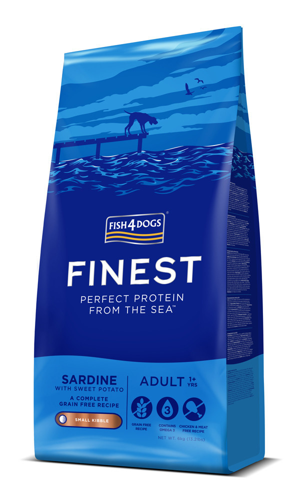 FISH4DOGS Granule malé pro dospělé psy Finest sardinka se sladkými bramborami, 1+ - 6 kg, 1+