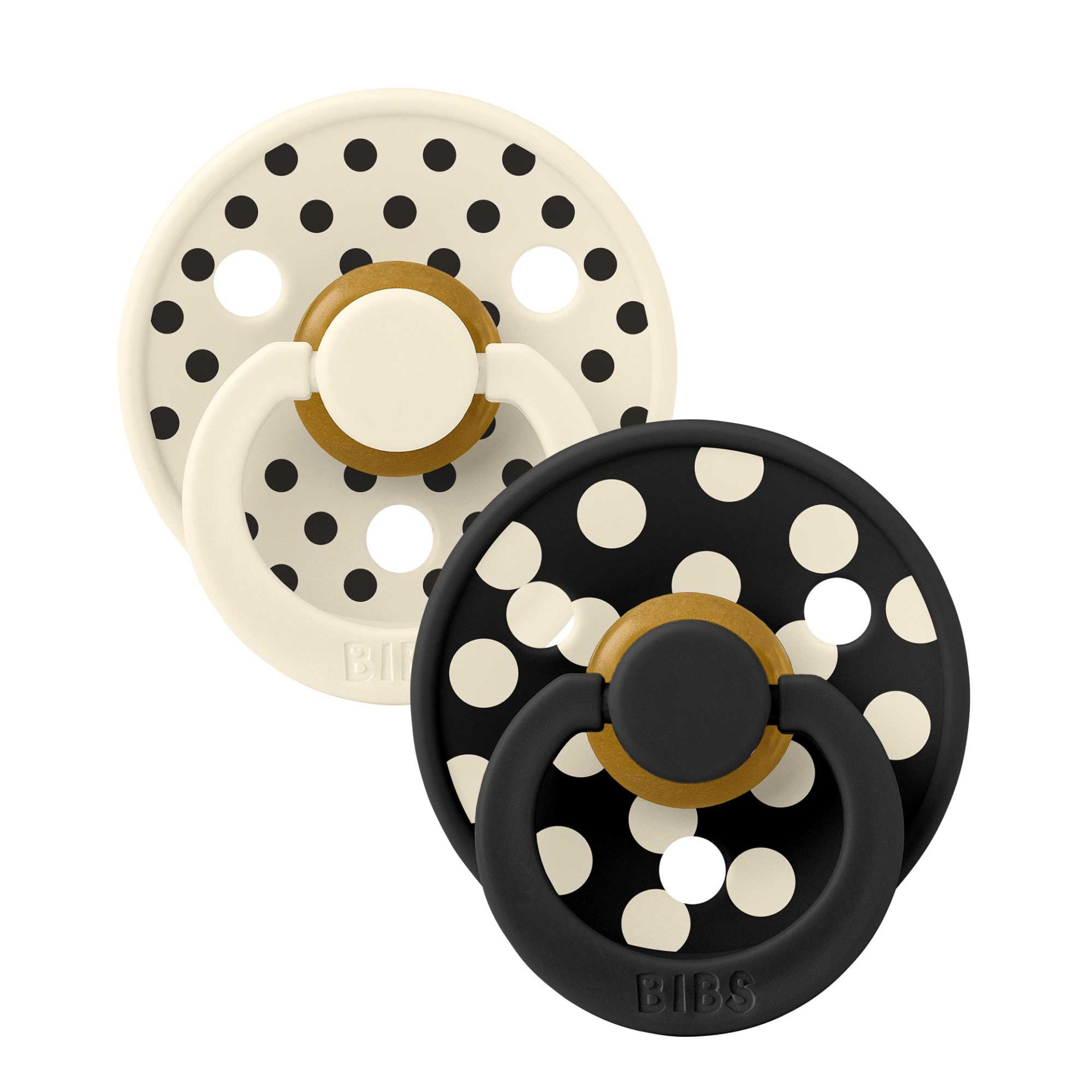 BIBS STUDIO Colour Polka dudlíky z přírodního kaučuku 2ks - vel. 1 - Ivory / Black