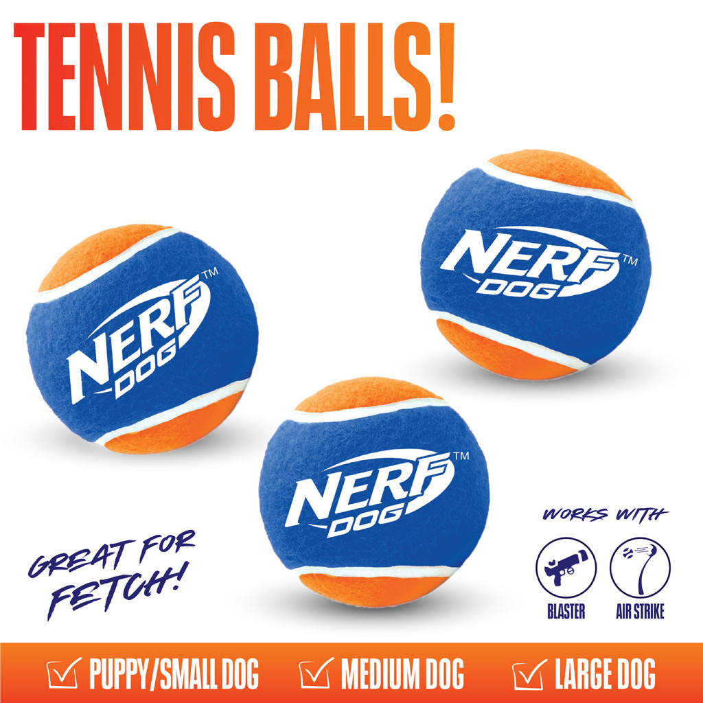 NERF DOG Hračka pro psy 3 ks tenisových míčků bez pískadla v tlakové dóze 6,5 cm
