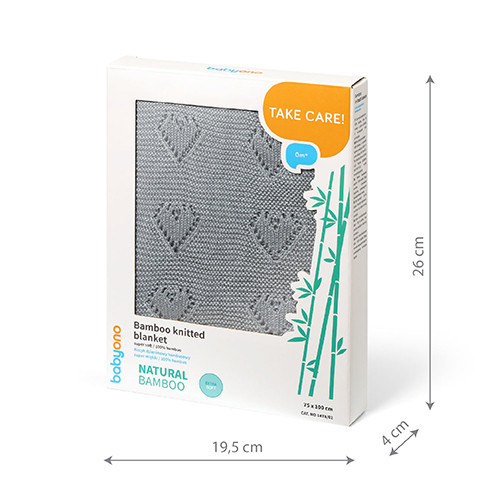 BABYONO Deka pletená bambusová srdce 75x100 cm