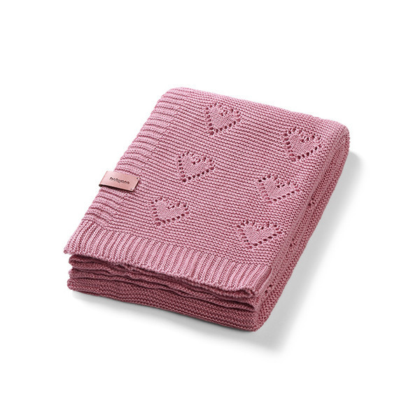 BABYONO Deka pletená bambusová srdce 75x100 cm