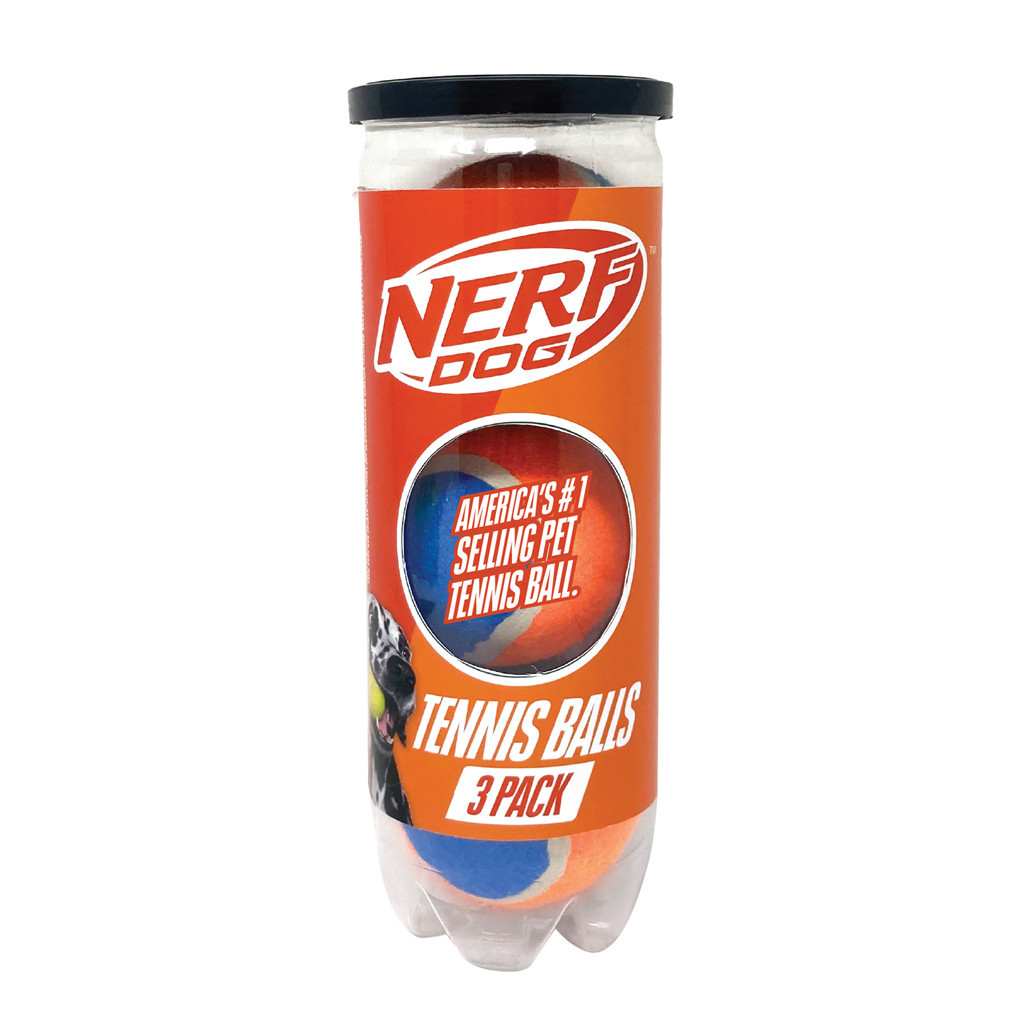 NERF DOG Hračka pro psy 3 ks tenisových míčků bez pískadla v tlakové dóze 6,5 cm