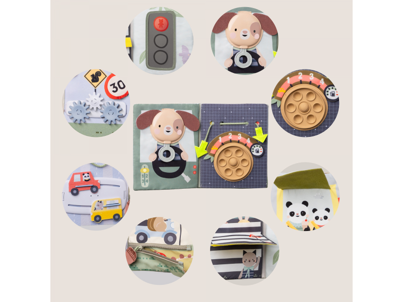 TAF TOYS Knížka s aktivitami do auta Busy Book