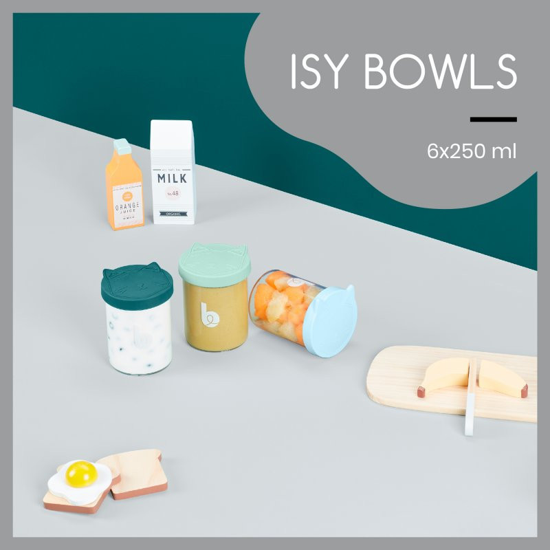 BABYMOOV Skleněné misky s víčky ISY BOWLS 6x 250ml