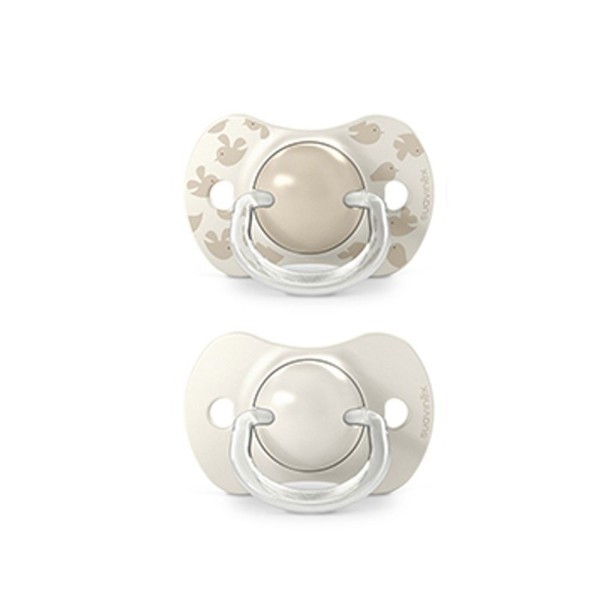 SUAVINEX Dudlík SX PRO fyziologický BIRDIES 6/18m 2 ks - krémový