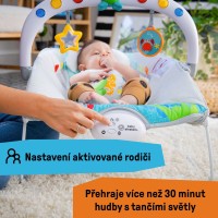 BABY EINSTEIN Lehátko hudební vibrační se světly Kick to It Neptune do 9 kg