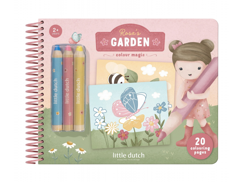 LITTLE DUTCH Omalovánky s pastelkami Zahrada Rosa