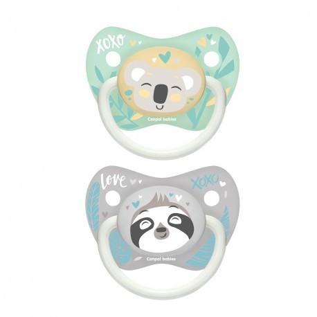 Canpol babies set anatomických silikonových dudlíků EXOTIC ANIMALS Grey - 0-6m