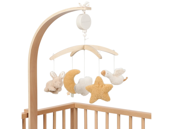 LITTLE DUTCH Hudební kolotoč dřevěný Newborn Naturals - kolotoč dřevěný Newborn Naturals