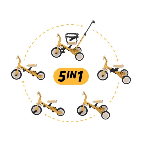 PETITE&MARS Tříkolka multifunkční 5v1 Turbo - Intense Ochre