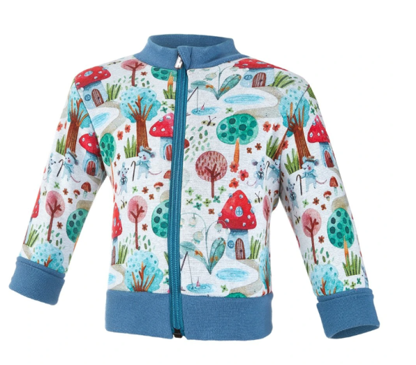 LITTLE ANGEL Mikina hřejivá rozepínací - muchomůrky - muchomůrky béžová - Velikost: 74