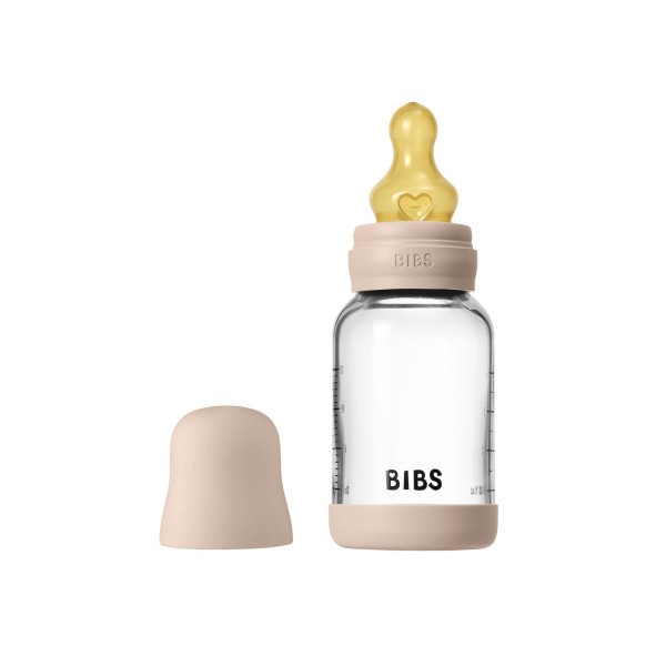BIBS antikoliková skleněná lahev se silikonovým dudlíkem 120ml - Blush
