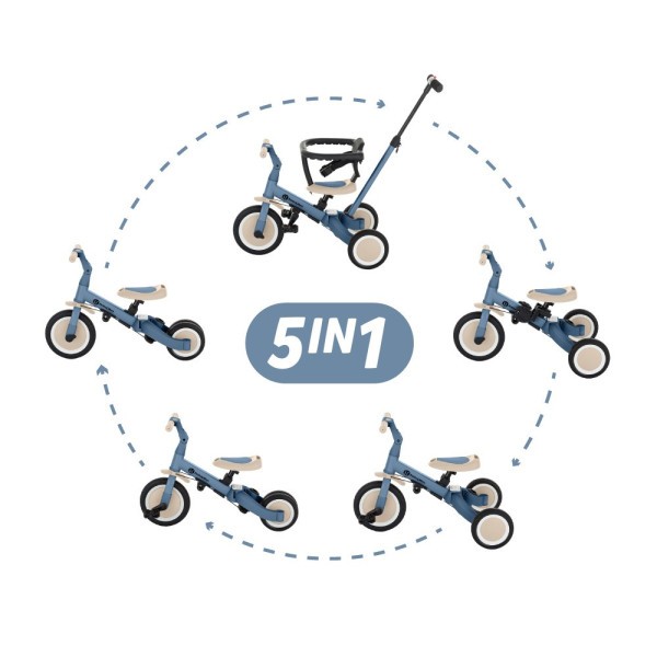 PETITE&MARS Tříkolka multifunkční 5v1 Turbo -  Ocean Blue