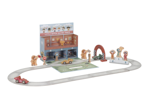 LITTLE DUTCH Závodní dráha s doplňky v kufříku - Závodní dráha s doplňky v kufříku