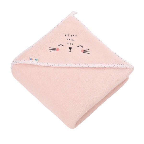 AKUKU Osuška s kapucou 100x100 cm - růžová