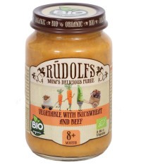 RUDOLFS BIO Zelenina s pohankou a hovězím masem 190 g (od 8 měsíců)