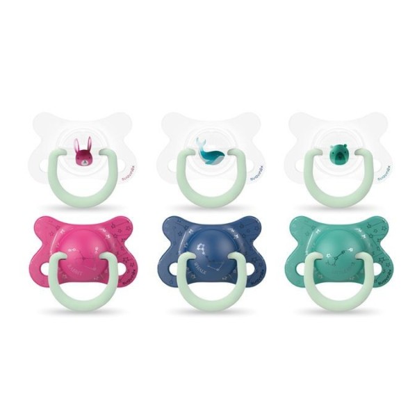 Suavinex ŠIDÍTKO DEN&NOC fyz. SIL.-2/4m 2ks - ZELENÝ MEDVĚD