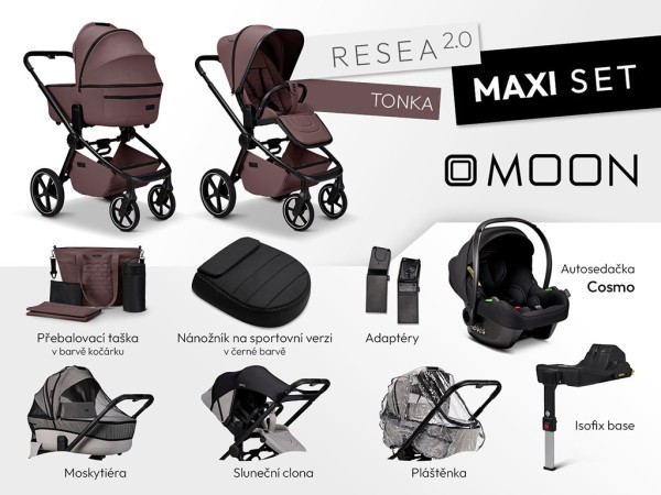 MOON Resea 2.0 Maxi set Kombinovaný kočárek + autosedačka - TONKA