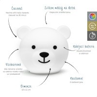 ZAZU Medvídek BOR - silikonové vícebarevné noční světlo