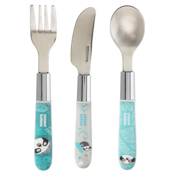 CANPOL BABIES Příbor kovový EXOTIC ANIMALS 3ks - modrý