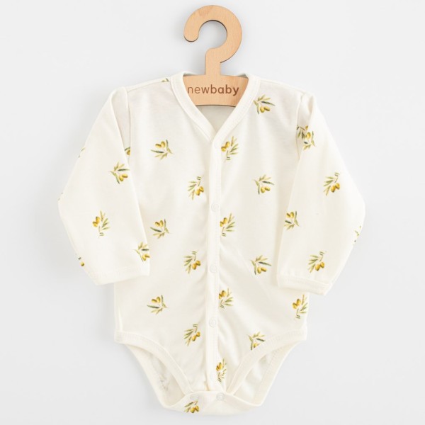 NEW BABY Kojenecké celorozepínací body s dlouhým rukávem z organické bavlny Olivy - vel. 56