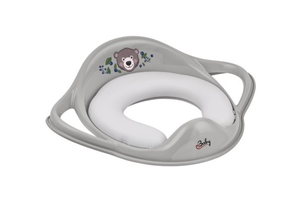 MALTEX Redukce na WC s úchyty měkká The Nature Buddies - Medvěd- Grey