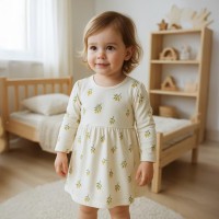 NEW BABY Kojenecké šaty z organické bavlny s dlouhým rukávem  Olivy