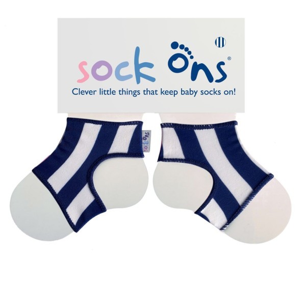 KIKKO Sock Ons Držák ponožek Designer - Navy Stripes 0-6m
