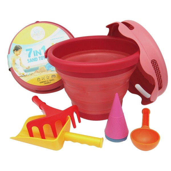 COMPACTOYS Skládací sada na písek 7v1 - červená