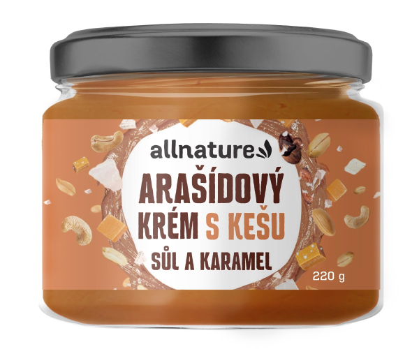 ALLNATURE Arašídový krém s kešu, solí a karamelem - 220 g