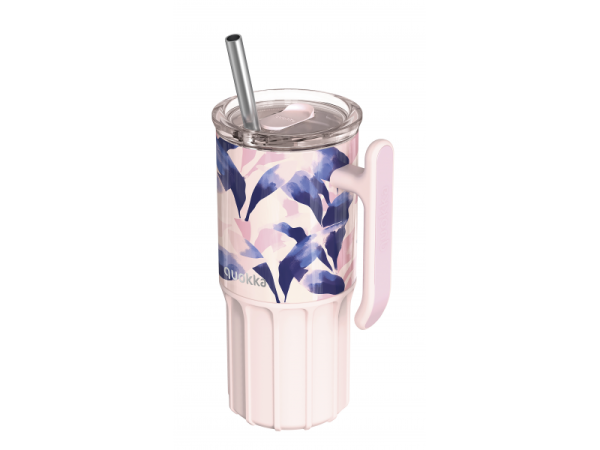 QUOKKA Nerezový termohrnek s brčkem Umi 720 ml - Blue Feather 720 ml