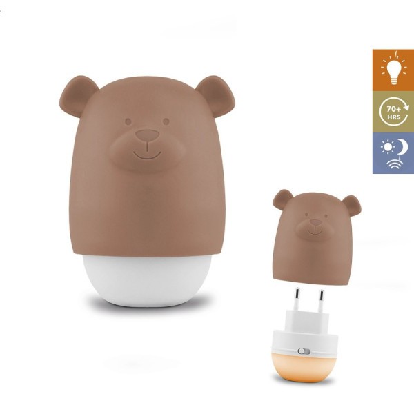 ZAZU Medvídek BENNY - noční světlo se senzorem soumraku - terakota 