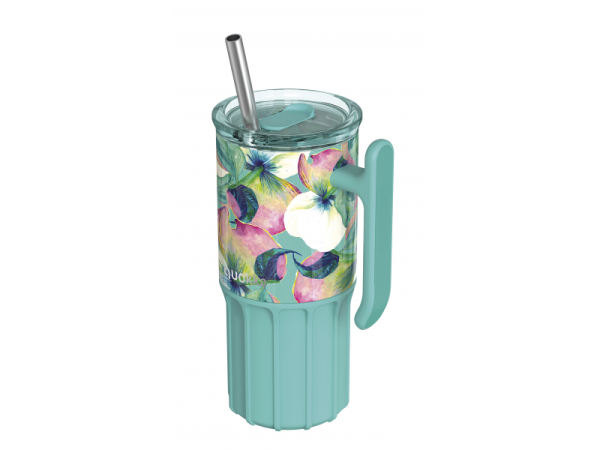 QUOKKA Nerezový termohrnek s brčkem Umi 720 ml - Waterfall Garden 720 ml
