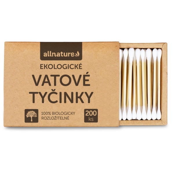 ALLNATURE Ekologické vatové tyčinky 200 ks - Ekologické vatové tyčinky 200 ks