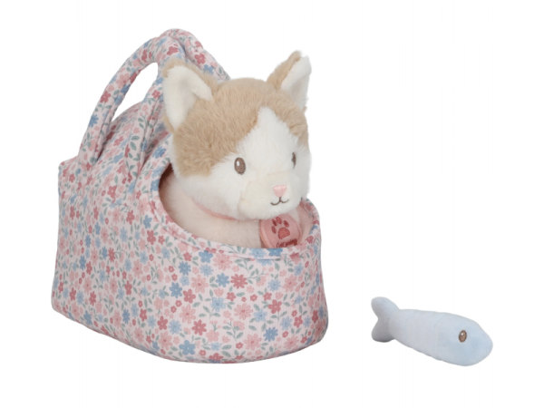 LITTLE DUTCH Kočička plyšová Marley v kabelce Soft Flowers - Kočička v kabelce