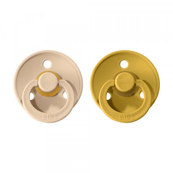 Bibs Colour vel.1 z přírodního kaučuku 2ks - Vanilla & Mustard