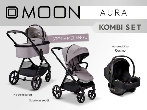 MOON AURA - Kombi + autosedačka - Stone Melange