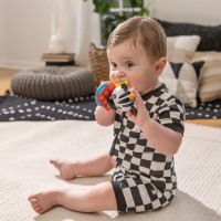 BABY EINSTEIN Kousátko s chrastítkem zebra Zen™ Shake-a-Shape bez BPA 0m+