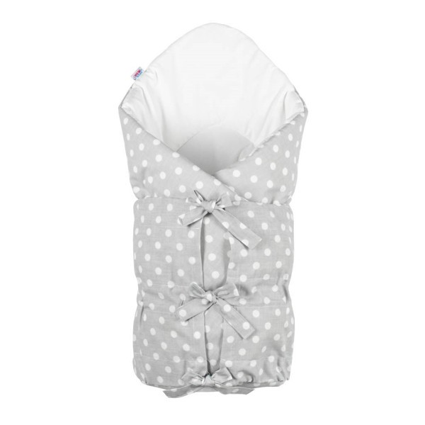 NEW BABY Klasická šněrovací zavinovačka - šedá s puntíky
