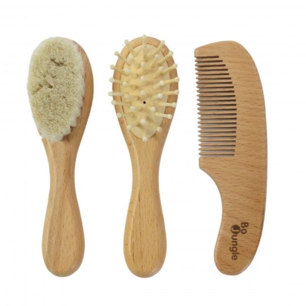 BO JUNGLE Sada dřevěných kartáčků Baby Care 3ks - Baby Care 3ks