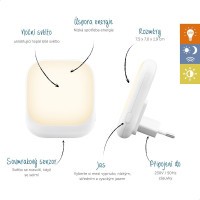 ZAZU SOCKET - noční světlo do zásuvky se senzorem soumraku