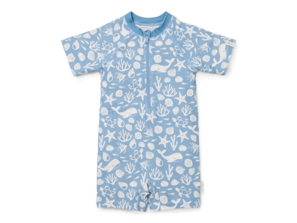 LITTLE DUTCH Plavky krátký rukáv UPF 50+ - Ocean Sea Life Blue vel. 74/80