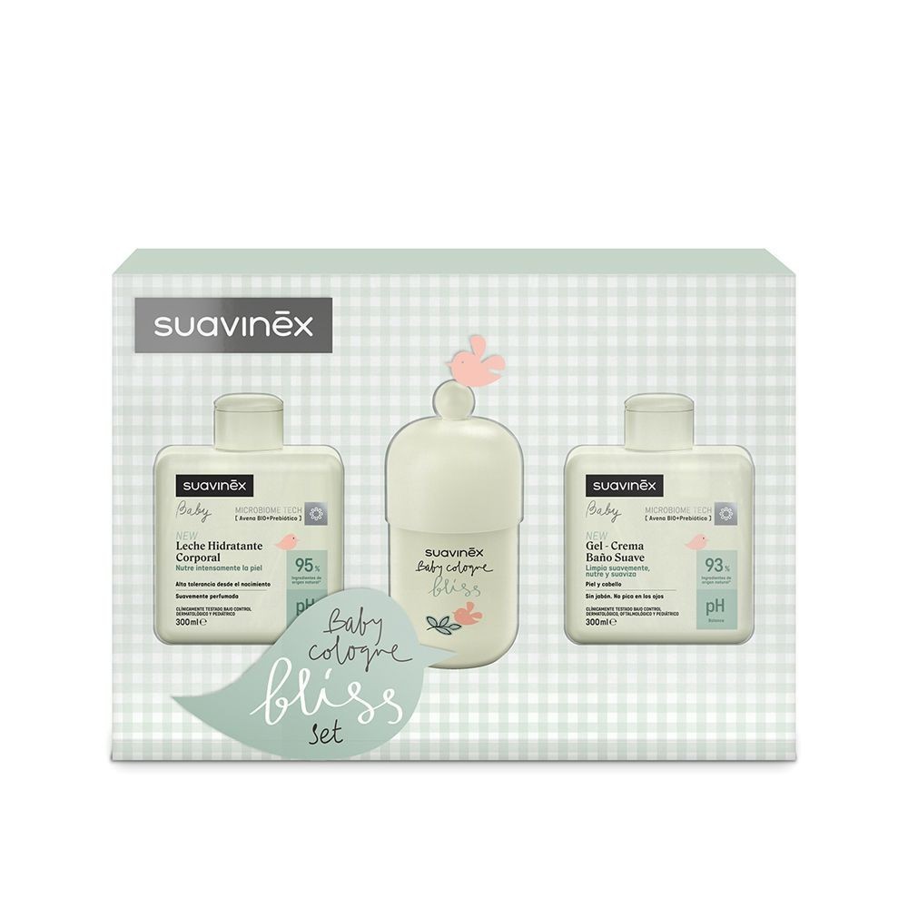 SUAVINEX SET HYDRATAČNÍ EMULZE 300ML + KRÉMOVÝ MYCÍ GEL 300ML + KOLÍNSKÁ VODA BLISS 100ML