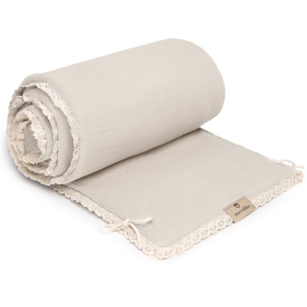 MACESHKA Mušelínový mantinel Nature s ozdobným okrajem, krajka - Ecru