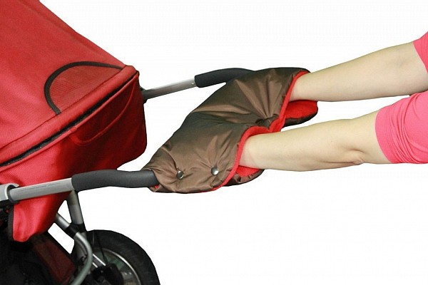 Rukávník ke kočárku - Rukávník ke kočárku hnědý + červený