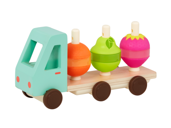 B-TOYS Náklaďák dřevěný Stack & Roll Fruit Truck - Stack & Roll Fruit Truck