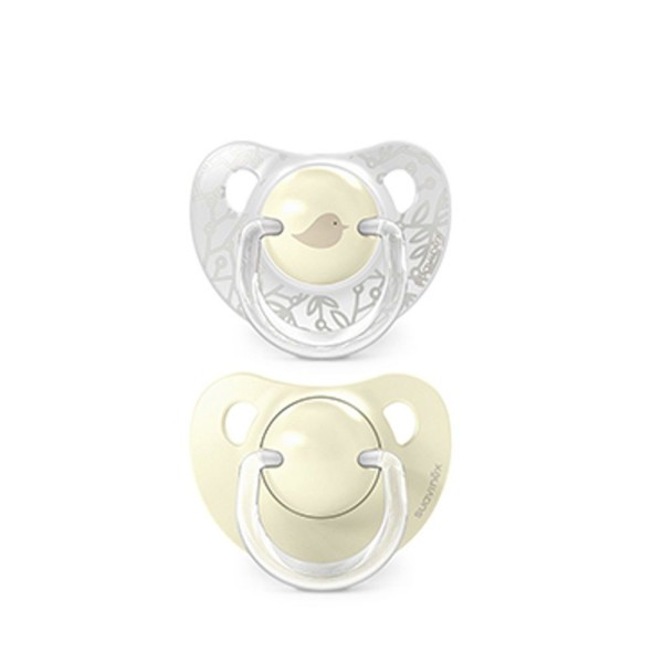 SUAVINEX  Dudlík anatomický silikon 0/6m 2 ks BIRDIES - žlutý