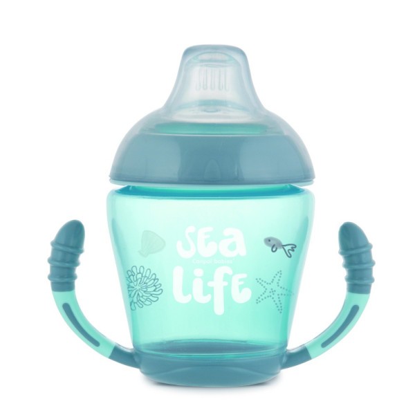 CANPOL BABIES Nevylévací hrneček se silikonovým pítkem 230ml SEA LIFE - Modrý