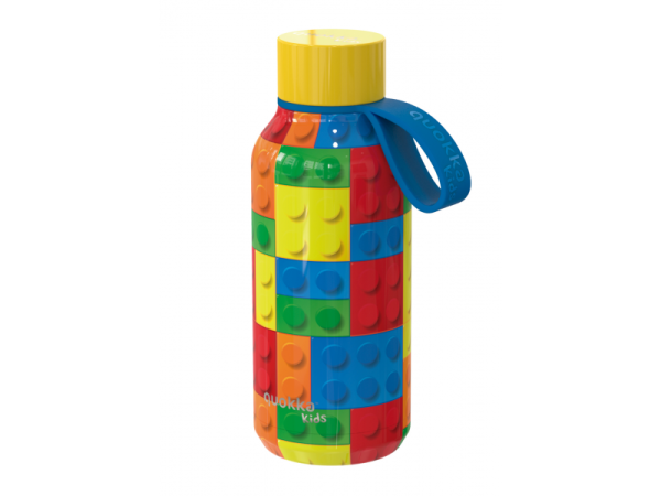 QUOKKA Nerezová termoláhev Solid Kids s poutkem 330 ml - Color Bricks 330 ml