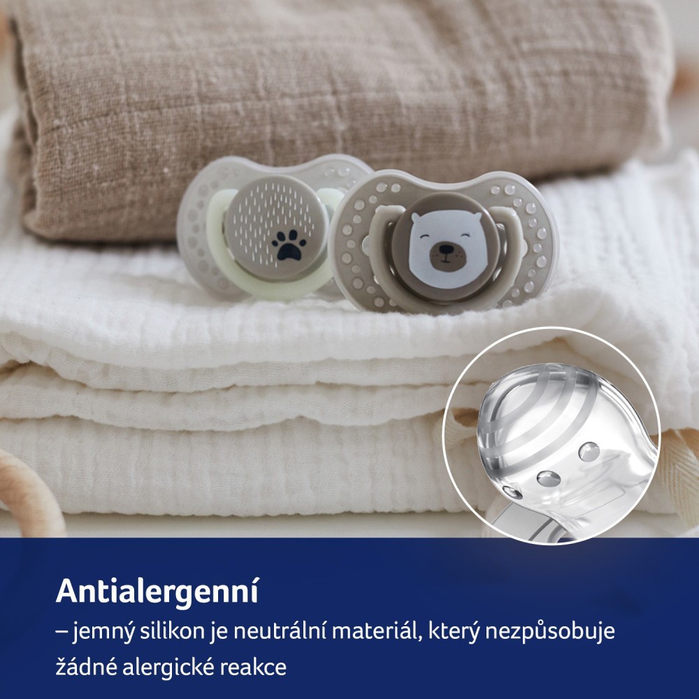 LOVI Dudlík svítící silikonový dynamický BUDDY BEAR 0-6m 2ks